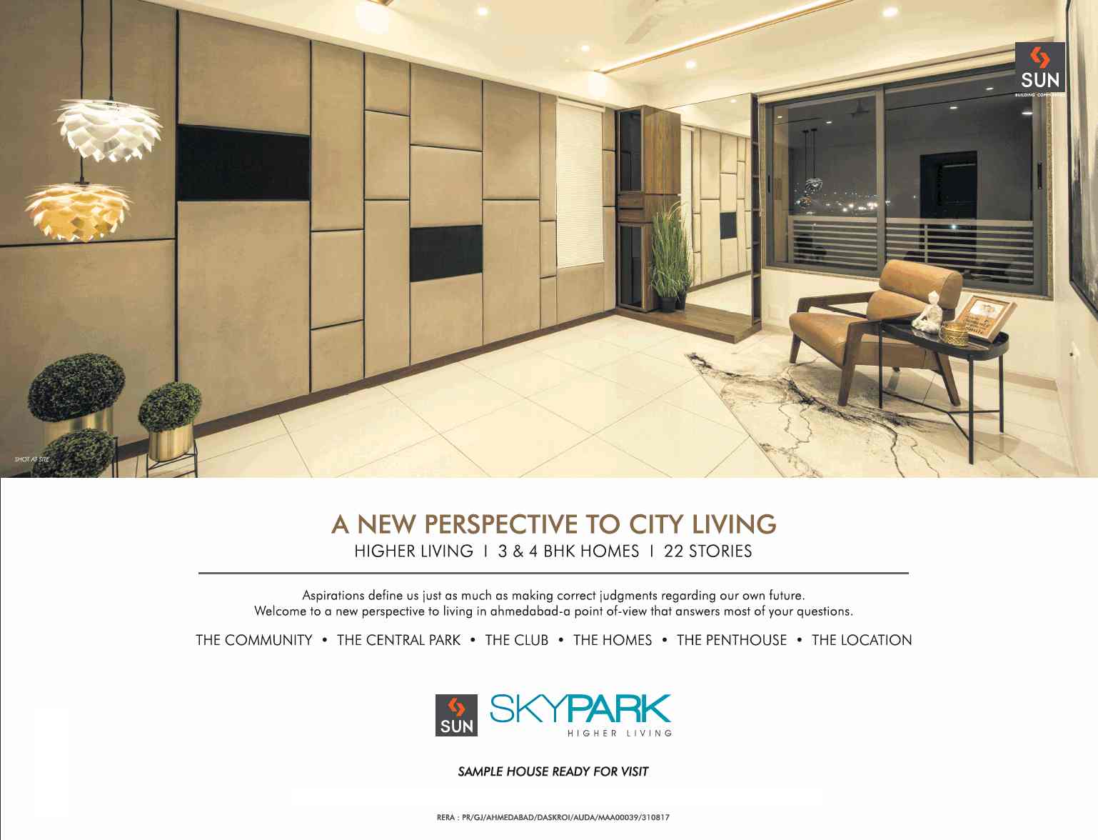 Sample house ready for visit at Sun Sky Park in Ahmedabad